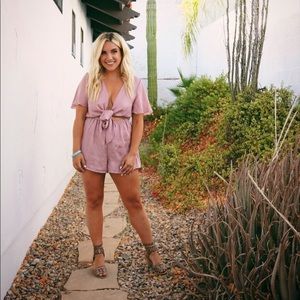 SHOW ME YOUR MUMU TIE FRONT ROMPER
